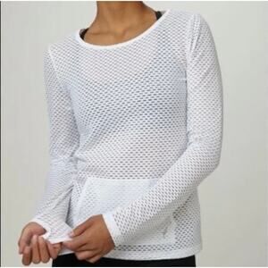 PHEEL Pure Barre Peekaboo White Long Sleeve Top Shirt Size Large